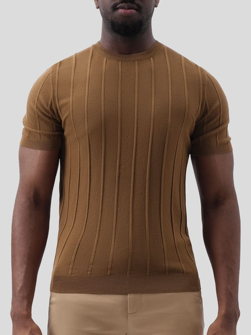 GentleKnit Breathable Striped Short Sleeve Knitted T-Shirt
