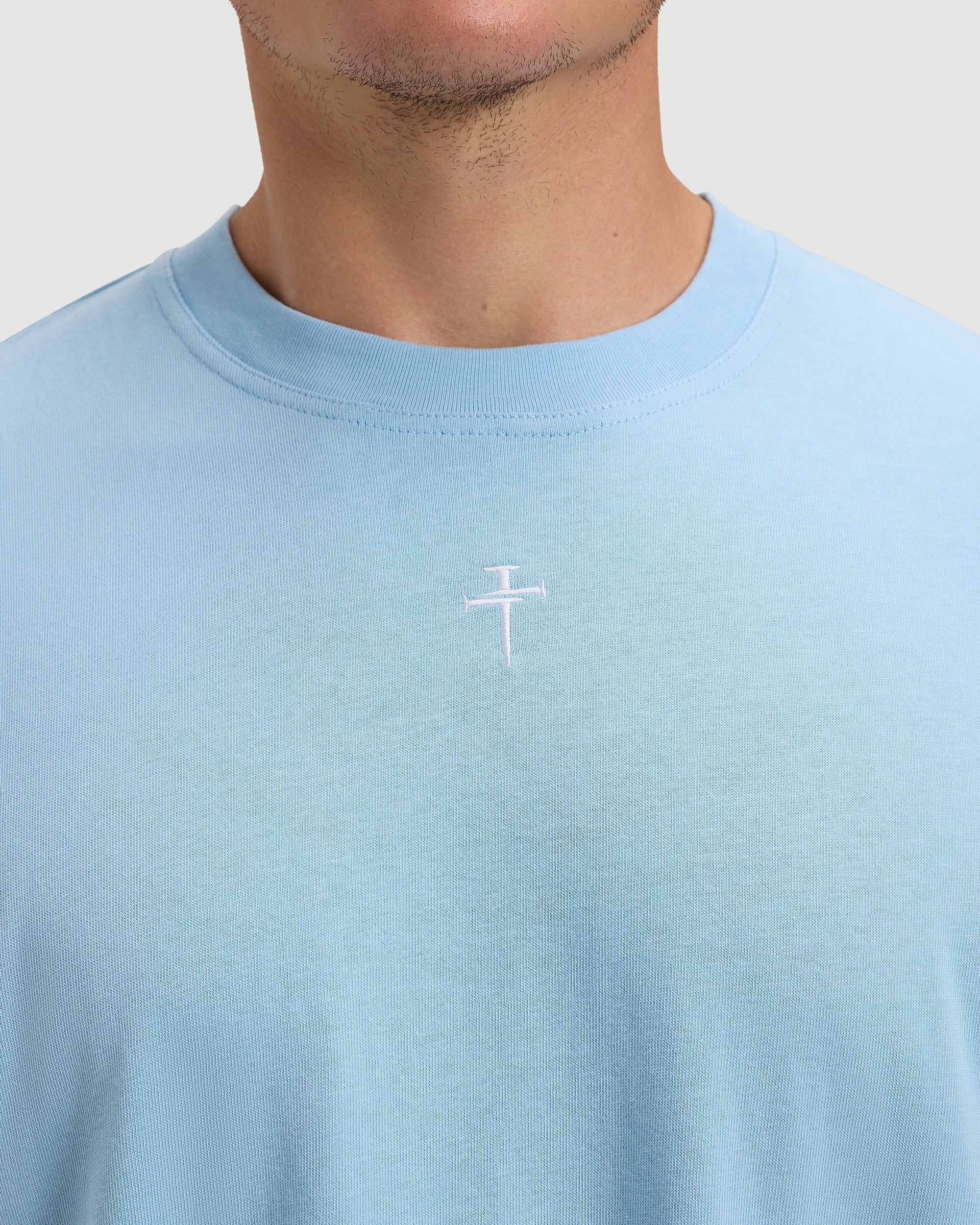 Heavyweight Cotton Oversized Tee "FHG" - Sky Blue