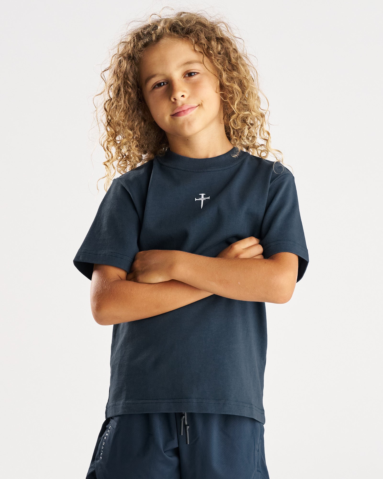 Youth Heavyweight Cotton Oversized Tee "FHG" - Midnight Navy