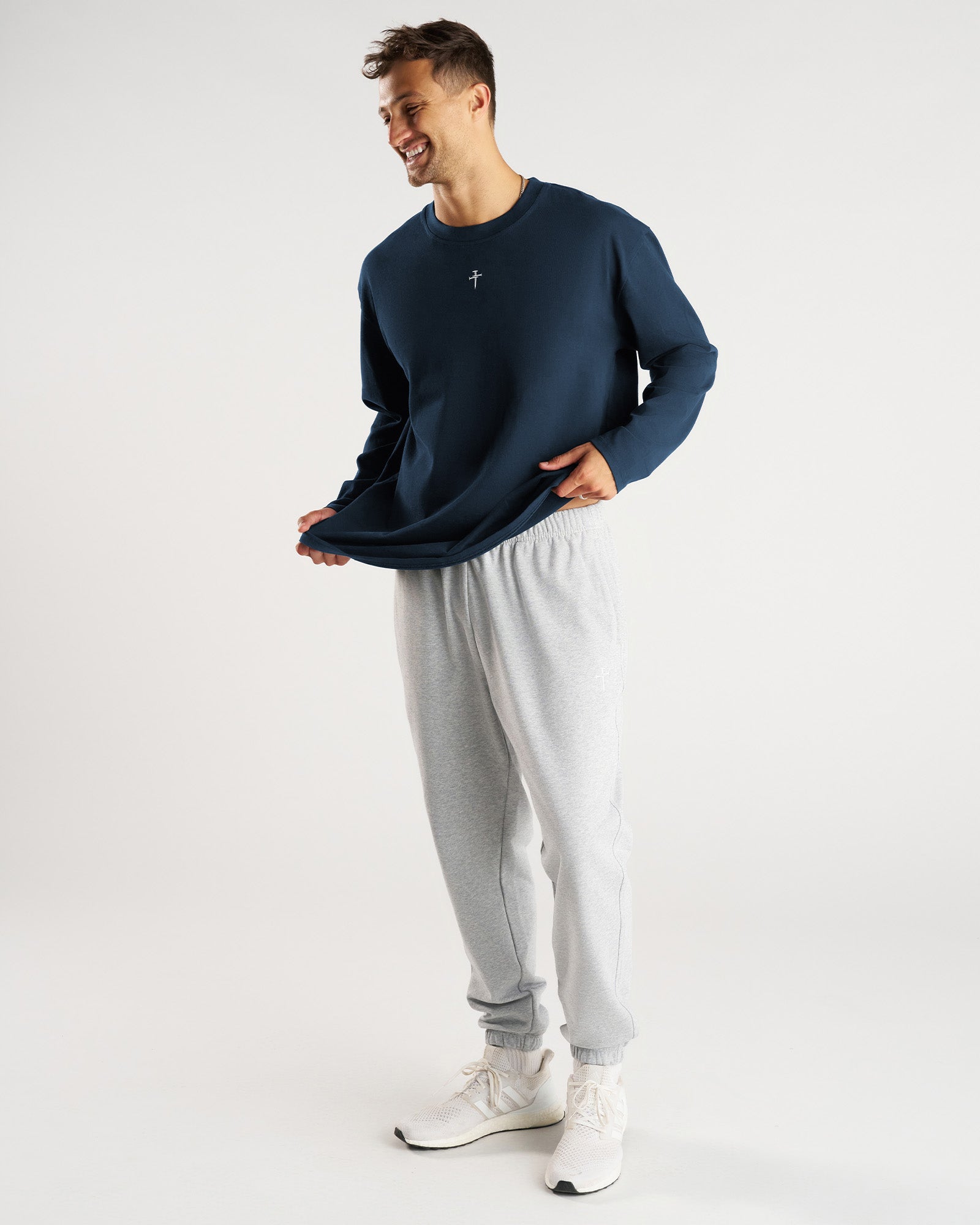 Heavyweight Cotton Oversized Long Sleeve "FHG" - Midnight Navy