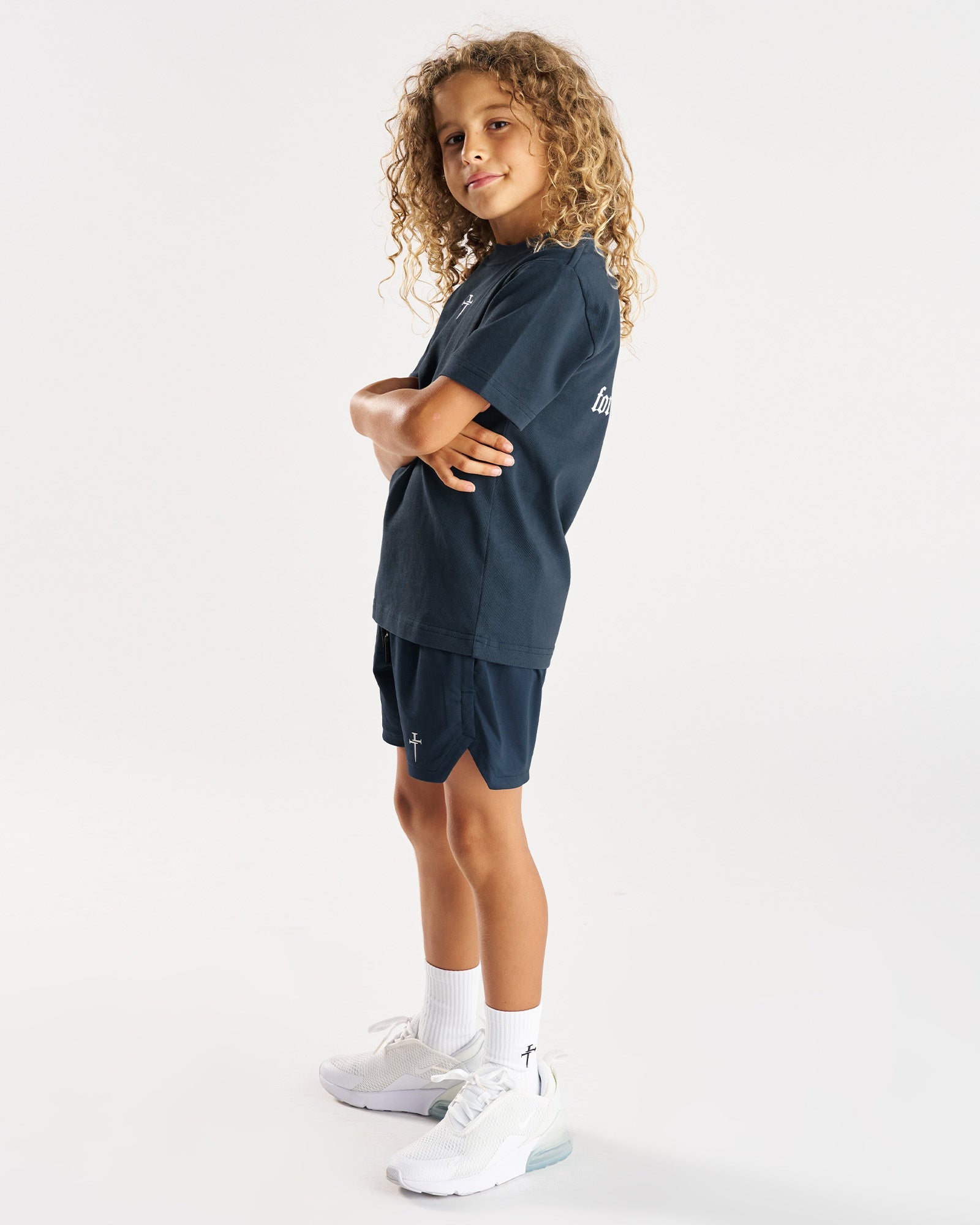 Youth Heavyweight Cotton Oversized Tee "FHG" - Midnight Navy