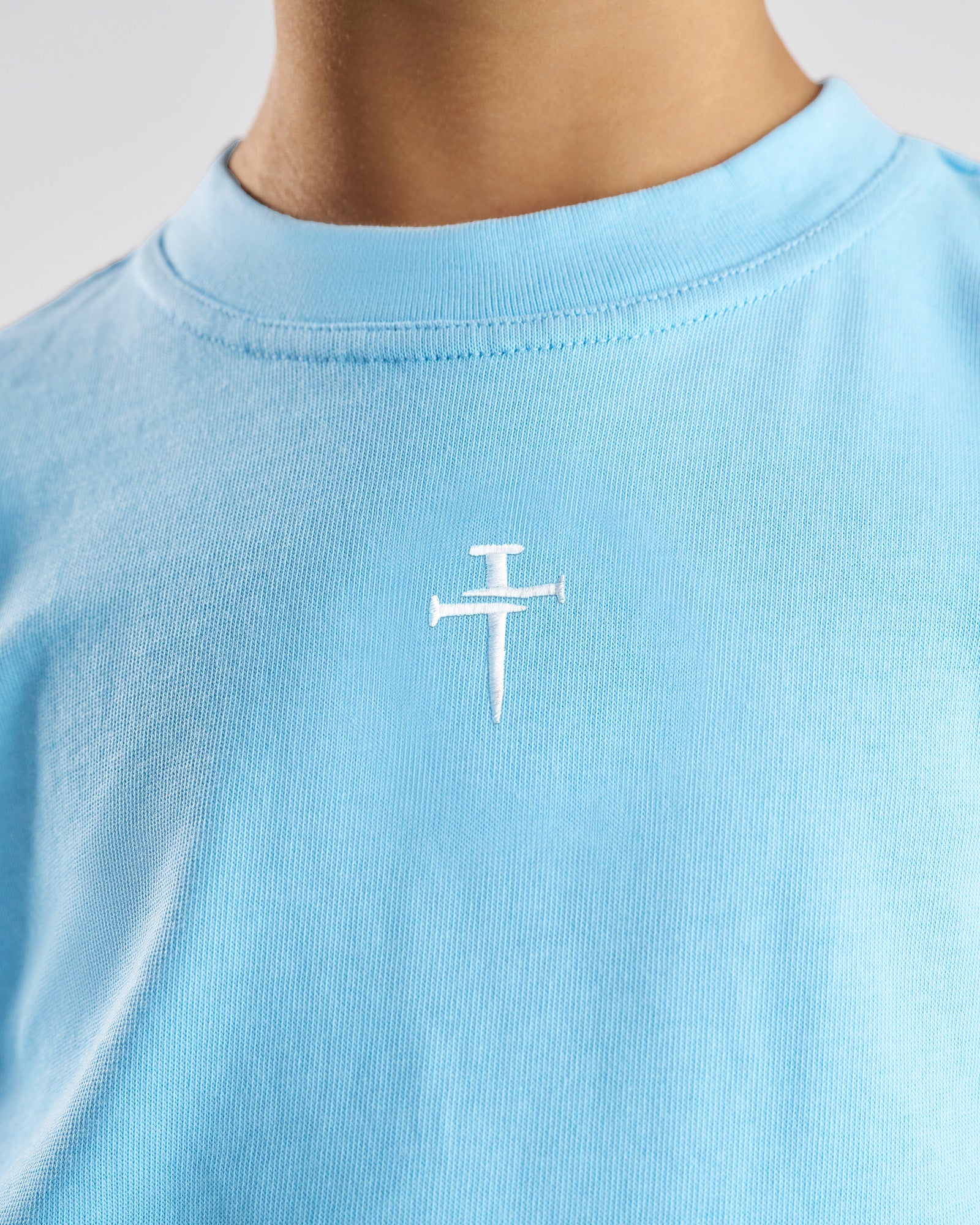 Youth Heavyweight Cotton Oversized Tee "FHG" - Sky Blue